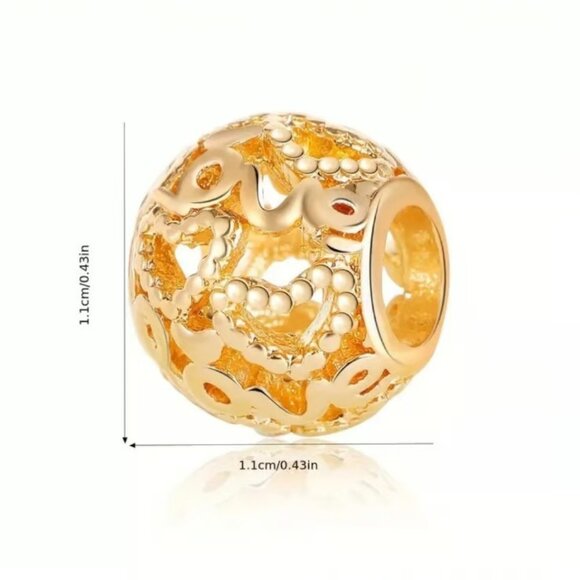 Silver Gray Hollowed Out Love Bead DIY Jewelry New - Picture 2 of 3